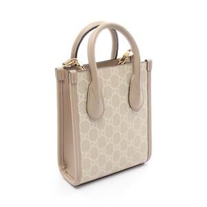 Gucci Leather GG Canvas Beige Bag Interlocking Tote Supreme
